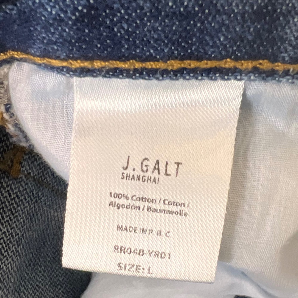 J Galt Women's High Rise Straight Leg Raw Hem Dark Wash Denim Jeans Size Large - Picture 3 of 6